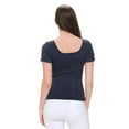 thumbnail image 3 of Women's Reversible Short Sleeve Stonewashed Ribbed Top, Black, One Size, 1 Piece, 3 of 5