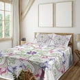 thumbnail image 3 of Ambesonne Mandala Fitted & Top Sheet Set with Shams, Round Flower Frame, Purple White Green, 3 of 7