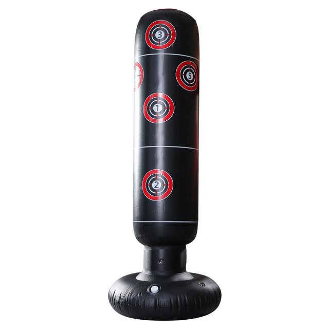 Saco de Boxeo Inflable 1 Tren Soporte de Perforación Equipo de Gimnasia (.6m) Negro