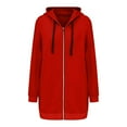 thumbnail image 4 of iHPH7 Womens Zip Up Hoodies Fall Outfits Oversized Hoodies for Women Plain Hoodies for Women Long Hoodies for Women Zip Up Women's Activewear Fall Outfits for Women Red XL, 4 of 9