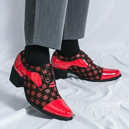 FLTHDD Mens Trendy Cap Toe High Heel Derby Shoes Comfy Non Slip Durable Lace Up Rubber Sole Formal Shoes Mens Footwear Gift