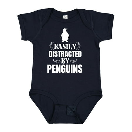 

Inktastic Easily Distracted by Penguins Gift Baby Boy or Baby Girl Bodysuit