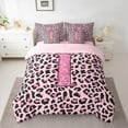 thumbnail image 2 of Manfei Girls Pink Leopard Print Twin Bedding Sets 7pcs, Glitter Personalized Letter I Bedding Comforter Set, Cheetah Print Monogrammed Sheet Sets, Super Cozy Room Decor, 2 of 8