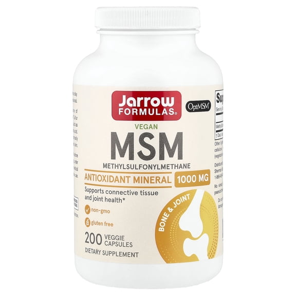 Jarrow Formulas Vegan MSM, 1,000 mg, 200 Veggie Capsules