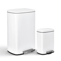 TLSUNNY 13.2 1.3 Gal Trash Can Set, Stainless Steel Step Garbage Bin Combo with Removable Inner Buckets, Lid Dustbin, for Kitchen, Home