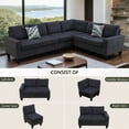 thumbnail image 3 of Aukfa 6-Seater L Shaped Sectional Sofa Modular Couch for Living Room, 2Pillows, Flannel, Dark Gray, 3 of 10