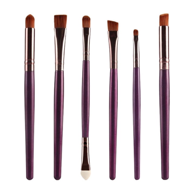 Pinceles de maquillaje de sombra de ojos sintética suave 6 piezas Púrpura Café morado jinwen pinceles de maquillaje de ojos