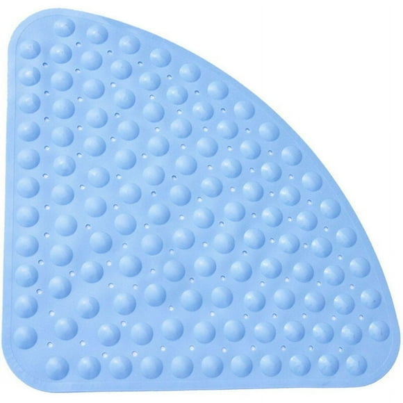E Corner Bath Mat Bathtub Mat for Bathroom, Anti-Slip Shower Mat Area Safety Shower Mat with Suction Cups, Drainage Holes,BPA,Machine Washable(54*54cm)
