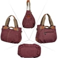 thumbnail image 2 of Women Canvas Handbag Shoulder Bag Crossbody Bag Handbag Crossbody Bags Shoulder Bags (Wine Red), 2 of 5