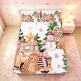 thumbnail image 5 of Manfei Festive Christmas Truck King Sheets,Gingerbread Men Snowman Bedding,Pink Orange,4-Piece,1 Flat Sheet,1 Fitted Sheet and 2 Pillowcases, 5 of 6