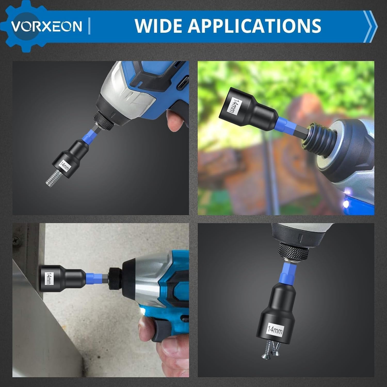 Magnetic Nut Driver Set Metric and SAE Length 65 mm, 23 PCS Impact Drill Driver Bit Set With Socket And Wrenche Adapters, Quick Release Extention, 6 mm to 14 mm And 1/4" to 9/16 "