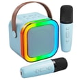 thumbnail image 1 of Máquina de karaoke Peski portátil Bluetooth con 2 micrófonos, color azul, 1 of 6