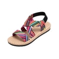 thumbnail image 3 of Yuanlong Womens Sandals Flat Beach Sandals Printed Crisscross Strap Slingback Breathable Hollow Daily Leisure Shoes, 3 of 7