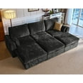 thumbnail image 5 of BEDEEP 124.8'' Modular Sectional Sofa with Storage Ottoman, L/U Shaped Chenille Cloud Couch, Convertible 6-Seater Sofa with Chaise for Living Room, Black, 5 of 11