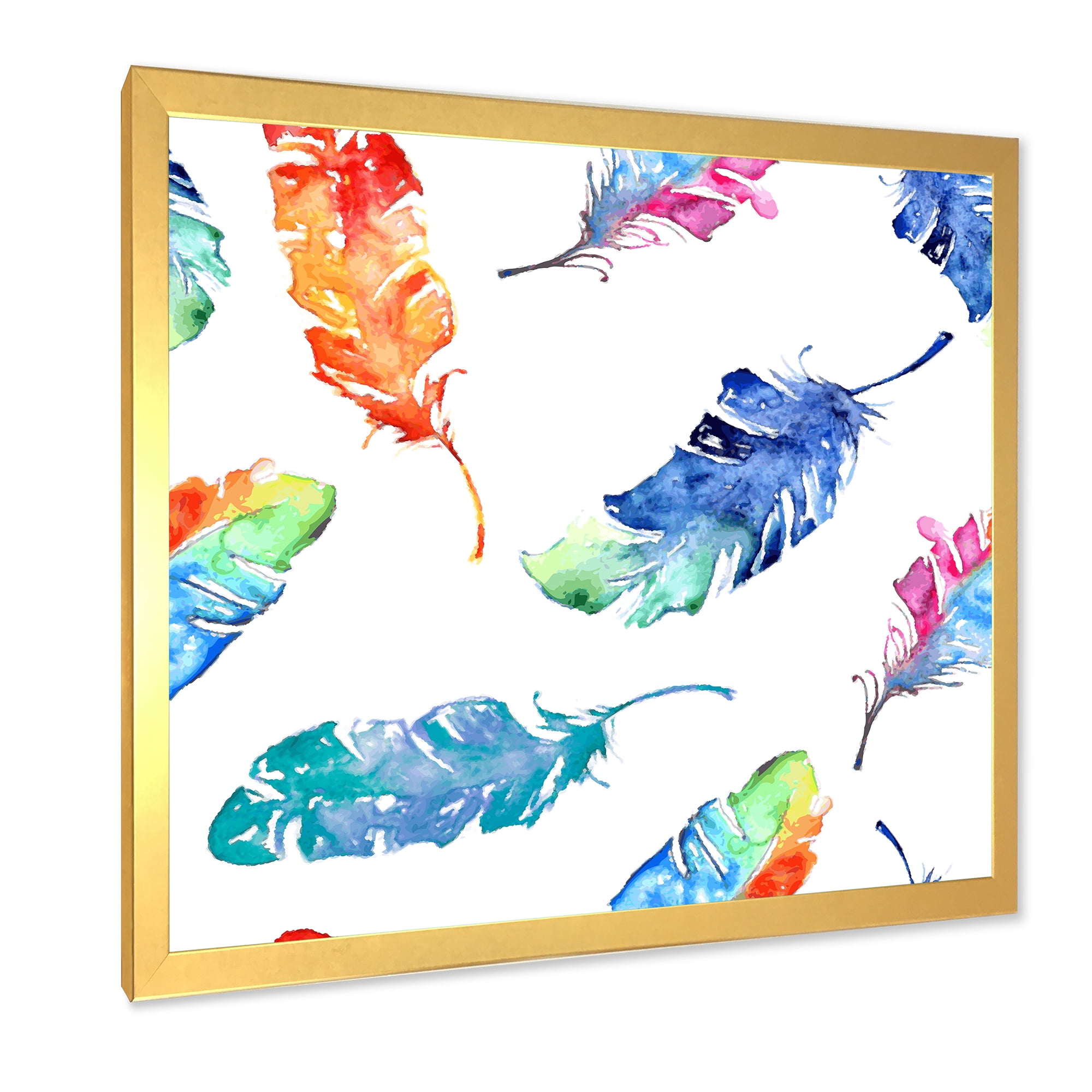 Designart 'Ethnic Colorful Feathers' Bohemian & Eclectic Framed Art Print