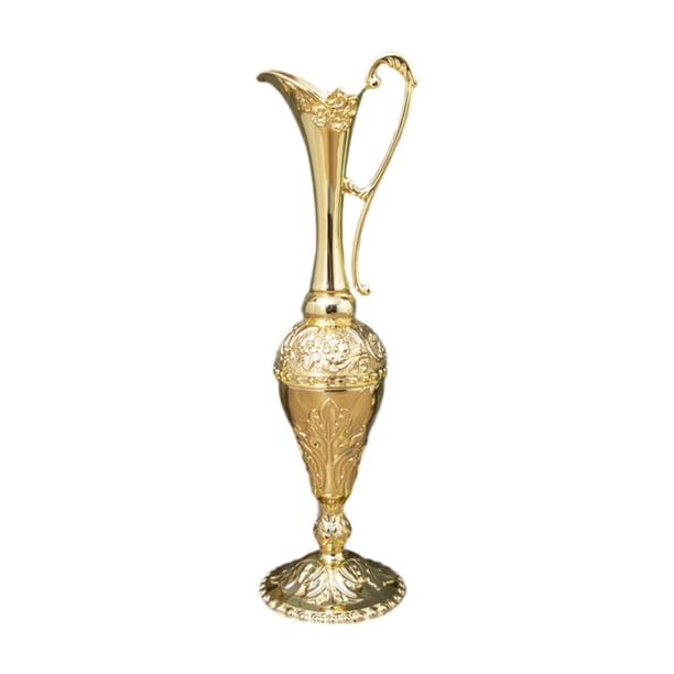 Jarrón de flores, maceta, regalo de cumpleaños, flores secas decorativas, adorno de aleación de zinc Oro