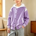 thumbnail image 4 of Boys Varsity Bomber Jacket Girls Baseball Collar Jackets Color Block Drop Shoulder Sweatshirt Lightweight Uniform Preppy Coat, 4 of 4