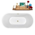 thumbnail image 4 of 65" Streamline N141BBR Soaking Freestanding Tub and Tray With Internal Drain in Brushed Brass, 4 of 8