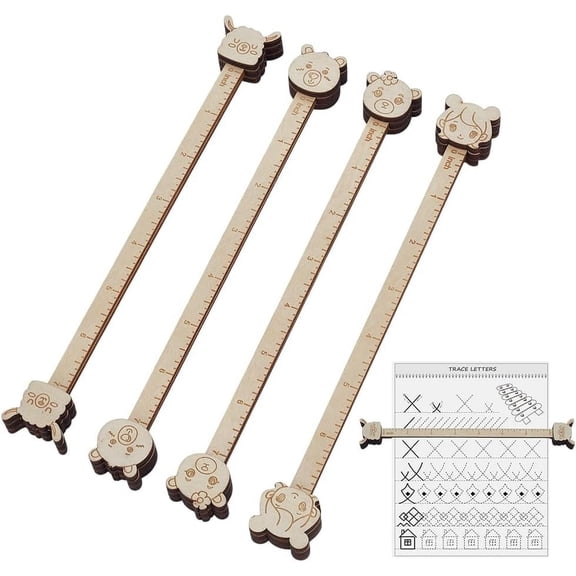 1 set Wood Knitting Chart Holder Magnetic Pattern Holder Knitting Tool Accessories Sheep & Bear & Girl Bisque 21x0.95x0.3cm Wood