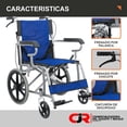 thumbnail image 2 of Silla de Ruedas de Traslado Ligera Plegable con Freno 4x4 azul, 2 of 8