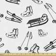 thumbnail image 1 of Winter Sports Fabric by the Yard, Sketches of Skis Skates Sledges Sportive Elements of Outdoor Activities, Decorative Upholstery Fabric for Chairs & Home Accents, 1 Yard, Dark Mauve White by Ambesonne, 1 of 4