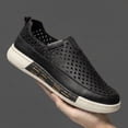 thumbnail image 4 of Men's Perforated Leather Slip-On Loafers, Breathable Casual Shoes with Thick Non-Slip Sole, Comfortable Footwear for Summer, Office, and Everyday Wear, 4 of 10
