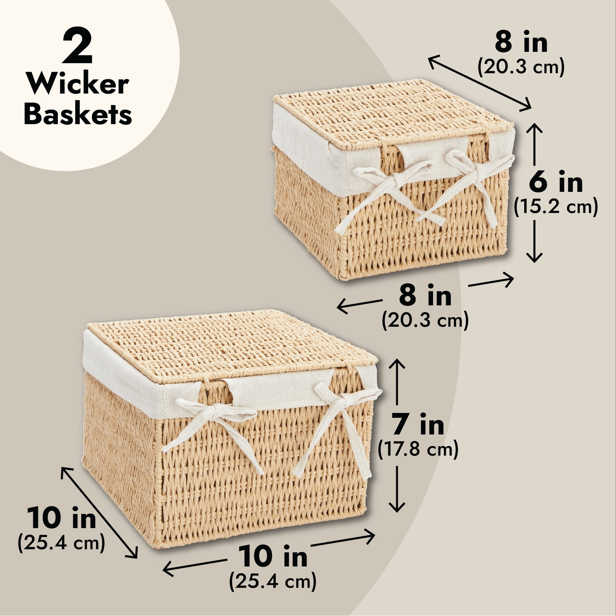 Juvale Wicker Basket, Decorative Storage Baskets (Brown, 5 Piece Set)