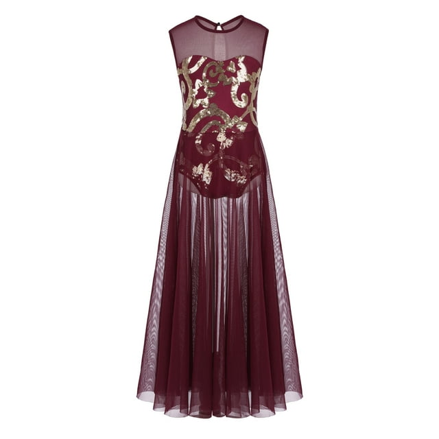 Girls Sequins Gymnastics Ballet Lyrical Latin Leotard Dress - Foto 8