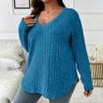 thumbnail image 2 of Women Plus Size Casual Knit Sweater V Neck Solid Color Tops Lightweight Long Sleeve Blouses, 2 of 5