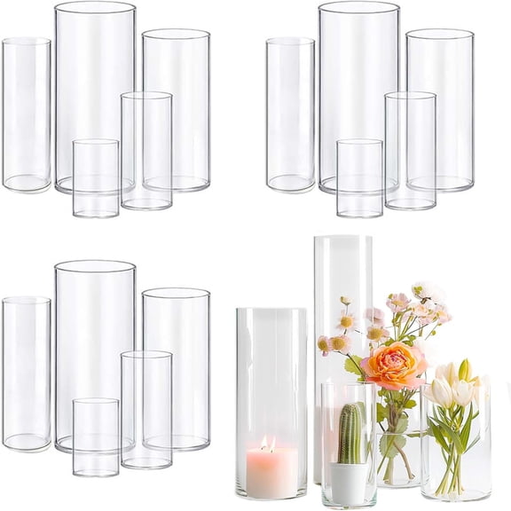 15pcs Cylinder Vases for Centerpieces Small Flower Glass Vases Clear Vase Home Dr Centerpiece Table Flower Vase Drations for Wedding Dration＆Holiday Mixed Sizes Tall