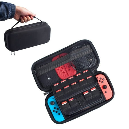 Nintendo Switch Case, by Insten EVA Hard Protective Carrying Travel Case Cover with 29 Game Cartridge Holder Slot For Nintendo Switch Console and Accessories -