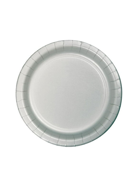 Creative Converting Paper Shimmering Silver 9" Round Dinner Plates 24 Pack 47106B