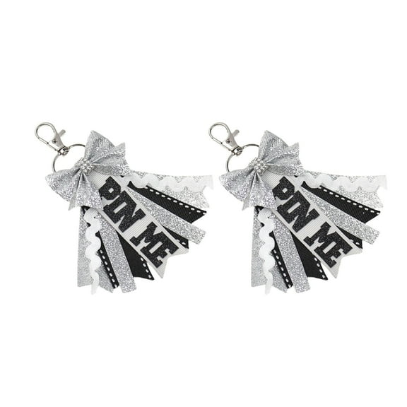 PatungKu Cheer Pin Me Ribbon for Backpacks Glitters Cheerleaders Keychains Bulk Cheer Gift
