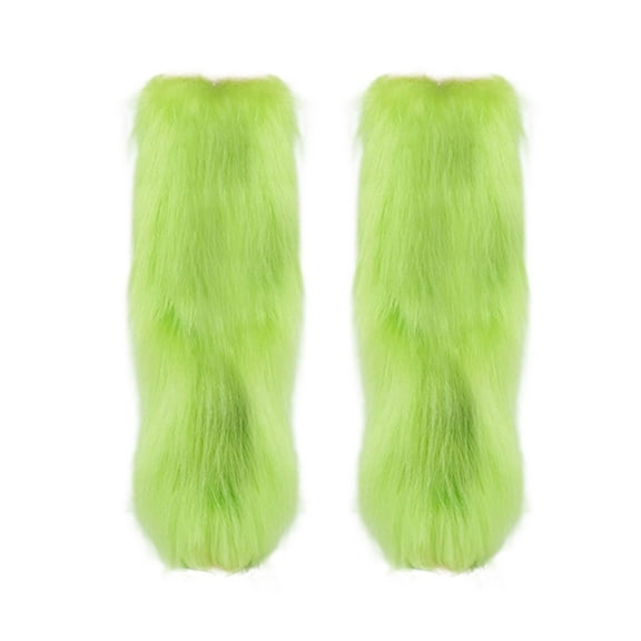 ManxiVoo Long Boot Socks Cover Women Leg Warmers Fuzzy Plush Thermal Shaping Tights Over The Knee Green