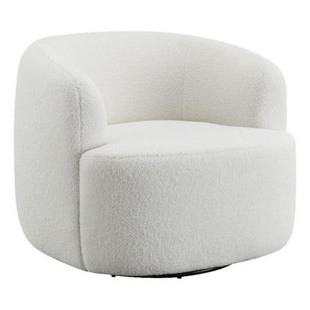 Maklaine Modern Faux Leather Upholstered Swivel Chair in Natural