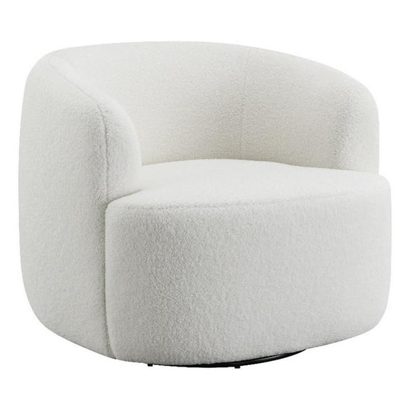 Maklaine Modern Faux Leather Upholstered Swivel Chair in Natural