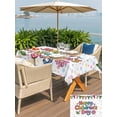 thumbnail image 5 of Outdoor Tablecloth with Umbrella Hole for Patio/Picnic/Party/Camping, Children's Day Waterproof Table Cloth Rectangle Table Cover Washable, Cartoon Colorful Polka Dot Flowers Leaf (60"x 120"), 5 of 8