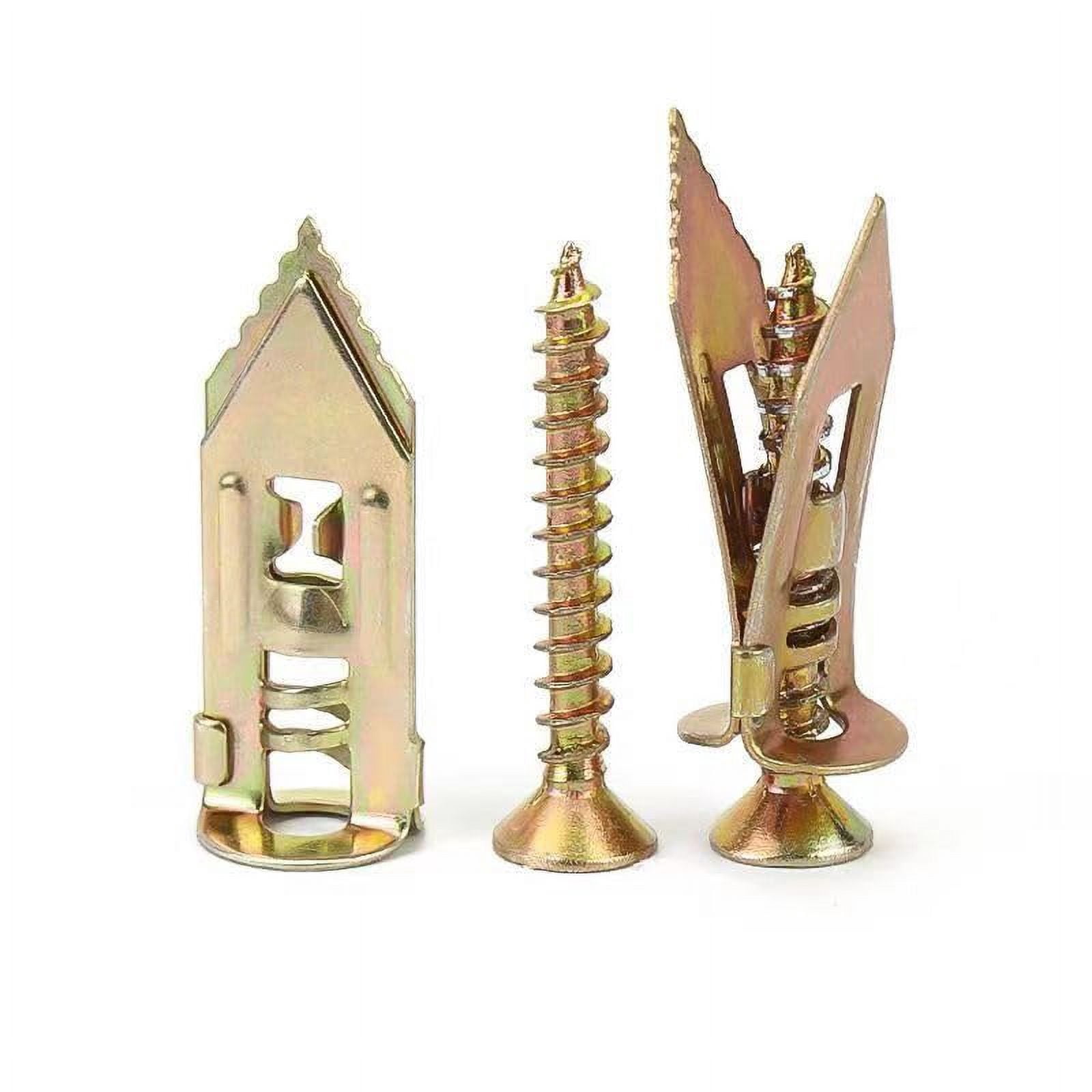 100 Set Self Drilling Drywall Anchors, Zinc Plated Steel Self-Drilling Anchors, Self Drilling Drywall Anchors with Screws Kit, Metal Expansion Bolt for Drywall, No Drill Or Holes in Wall
