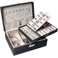 thumbnail image 1 of Jewelry Box for Women Girls, 2 Layers Jewelry Organizer Container with Lock, PU Leather Storage Case with Removable Tray, 1 of 5