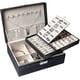 thumbnail image 1 of Joyero para mujeres y niñas, contenedor organizador de joyas de 2 capas con cerradura, estuche de almacenamiento de cuero PU con bandeja extraíble, 1 of 1