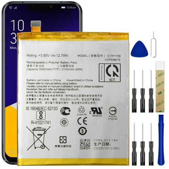 Replacement Battery C11P1708 For ASUS ZenFone 5Z ZS620KL Z01RD Tool