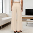 thumbnail image 6 of Palazzo Pants for Women Elastic High Waist Wide Leg Loose Fit Flowy Cotton Linen Pants with Pockets Lounge Trousers, 6 of 9