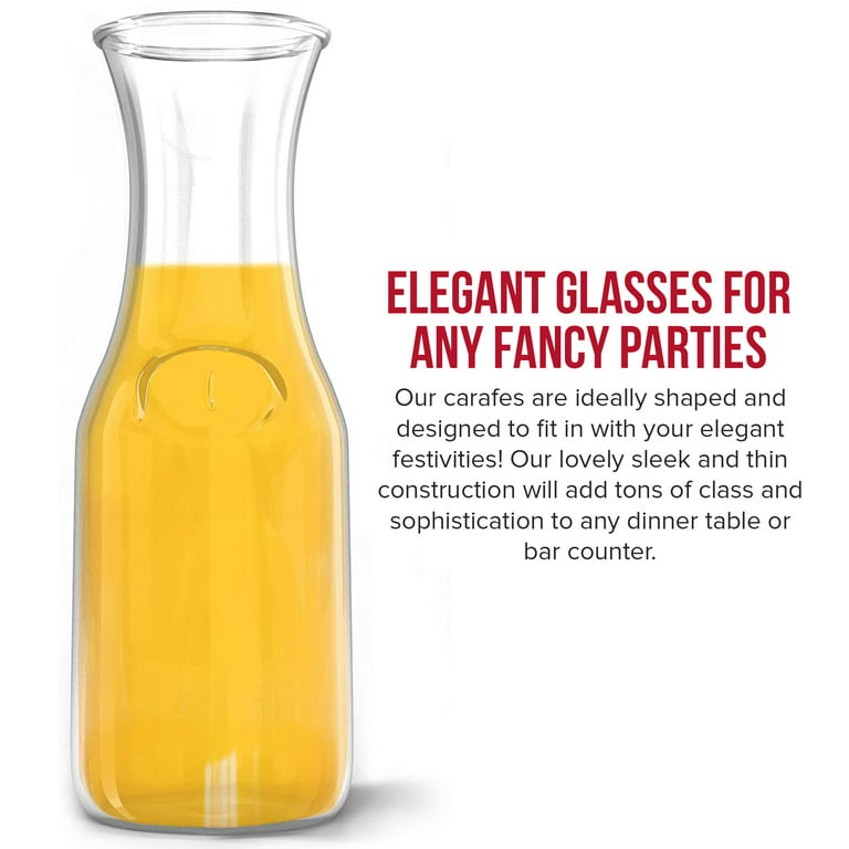 1 Liter Glass Carafe - Drink Pitcher & Elegant Wine Carafe Decanter -  Carafe Set of 4 - Mimosa Bar Carafes & Juice Glasses - Easy Pour Bottle  Containers - Glass… in