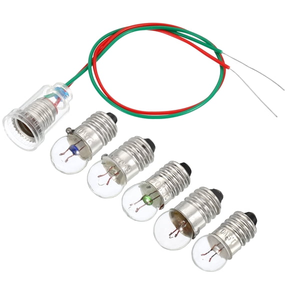 Uxcell 1.5V/2.5V/3.8V/6V/6.2V E10 Light Mini Incandescent Bulbs with 6 Pack Lamp Holders 1 Set