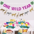 thumbnail image 3 of One Wild Year Banner - Wild One Birthday Banner for Girls, Cheetah Animal Print Garland, Jungle Safari Tropical Zoo Theme Party Decorations, 3 of 6