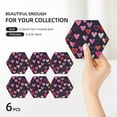 thumbnail image 3 of XMXY Drink Coasters with Holder for Coffee Table, Romantic Pink Blue Hearts Absorbent Ceramic Cups Coaster Sets 6 Pack, 4 Inches Hexagon, 3 of 9