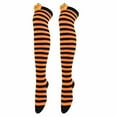 thumbnail image 4 of Monebena 4 Pcs Pumpkin Devil Halloween Socks, Knee Over Socks, Striped Long Socks, Polyester Cotton M01, 4 of 14