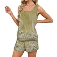 thumbnail image 5 of Sewkxo Two Piece Sets for Women Summer Lounge Short Sets Tank Square Neck Sleeveless Sweat Suit With Pockets,Green 2XL, 5 of 8
