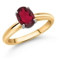 thumbnail image 2 of Gem Stone King 10K Yellow and White Gold Ruby Red Mystic Topaz Solitaire Engagement Ring for Women (1.30 Cttw, Oval 8X6MM, Gemstone Birthstone, Available in Size 5, 6, 7, 8, 9), 2 of 4