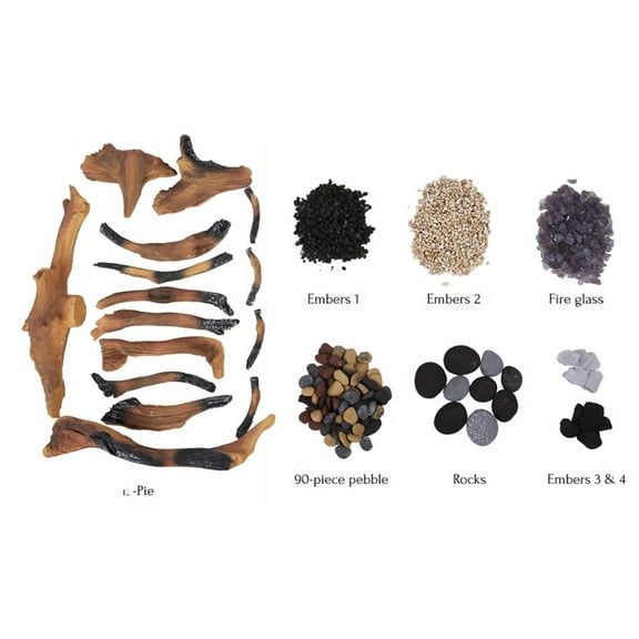 Amantii Traditional Metal Fireplace Decoration Kit - 15pc Log in Beige